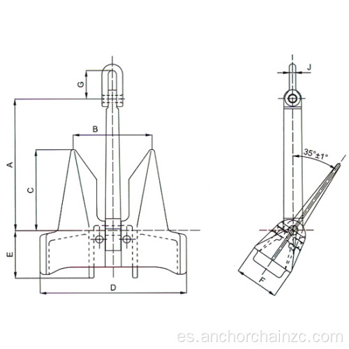 Fuerza marina de alta resistencia AC-14HP Ancla sin barra equilibrada